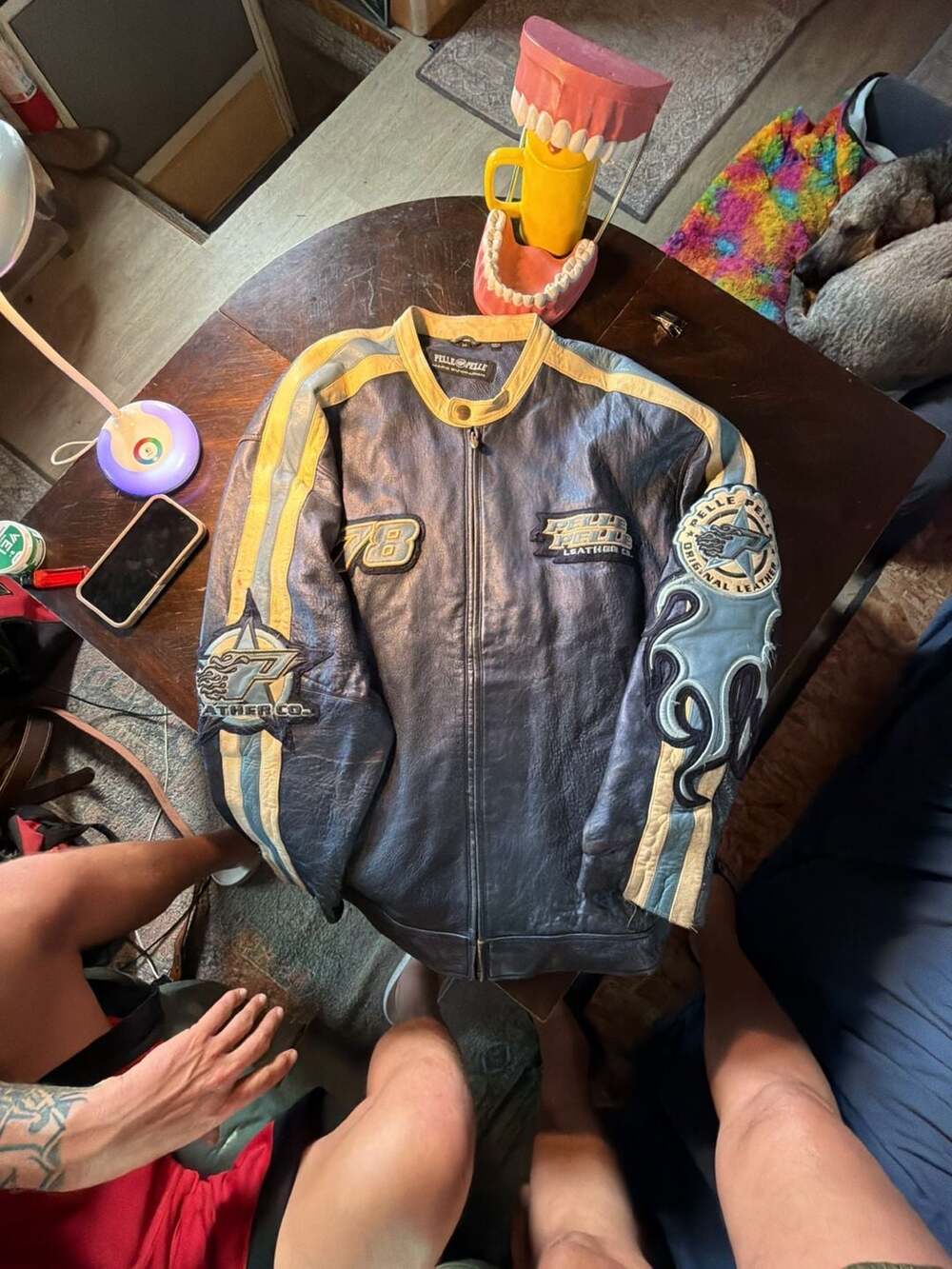 Pelle Pelle Marc Buchanan Leather Jacket Size 50 Blue Racing Moto